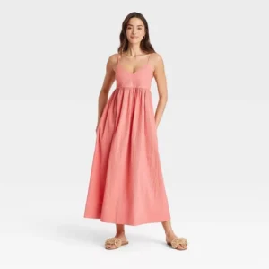 Women's Seersucker Maxi A-Line Dress - A New Day