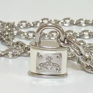 Vivienne westwood Orb Padlock Chain Silver Necklace choker Lock with drawstring