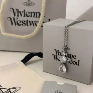 Vivienne Westwood Silver Toned Paisley 3D Orb Pendant Necklace with Box