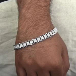 Certified 3Ct Diamonds Men's Link Bracelet in 925 Silver, Great luster & Sparkle