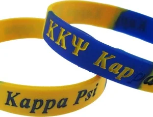 Kappa Kappa Psi Color Swirl Silicone Bracelet [Pack of 4 - Blue/Gold - 8"]
