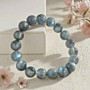 Handmade Natural Labradorite Elastic Stretch Bracelet - 8mm Round Gemstone Bead