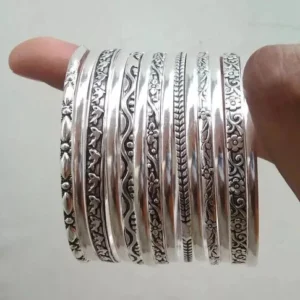 14 Set of Silver Bangle Solid 925 Silver Stackable Handmade Women Bangle SA-1571