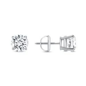 IGI F/VS 2 Ct Round Lab Created Grown Diamond Earrings Real 14K White Gold Screw