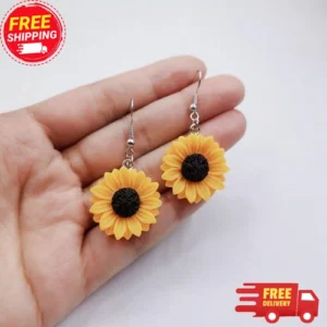 Handmade Earrings Elegant Simulate Pearl Daisy Sunflower Drop Earrings for Women