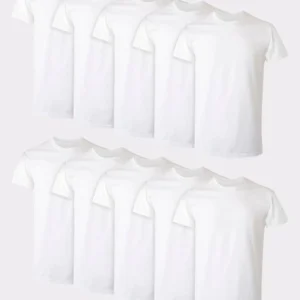 Hanes 10-Pack Men Tee T-Shirt ComfortSoft White Crewneck Undershirt Short Sleeve
