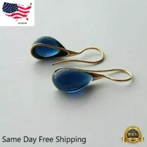 925 Silver Plated Drop Earrings Cubic Zirconia Engagement Jewelry Lab-Created