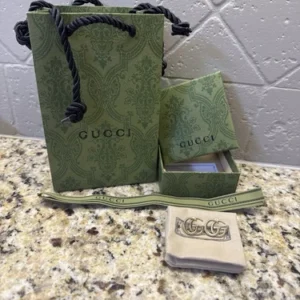 Auth Marmont Gucci GG Logo Stud Earrings, gold toned