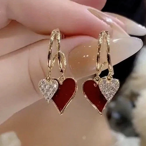 Womens 18k Gold Plated Hoop Earrings Crystal Drop Dangle Fashion Elegant Jewelry