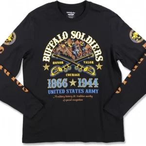 Big Boy Buffalo Soldiers History And Tradition Mens Long Sleeve Tee [Black - ...