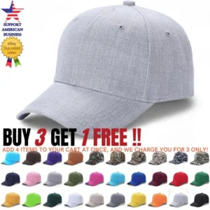 Baseball Cap Adjustable Plain Blank Solid Ball Hat Men Women Visor Caps Lot